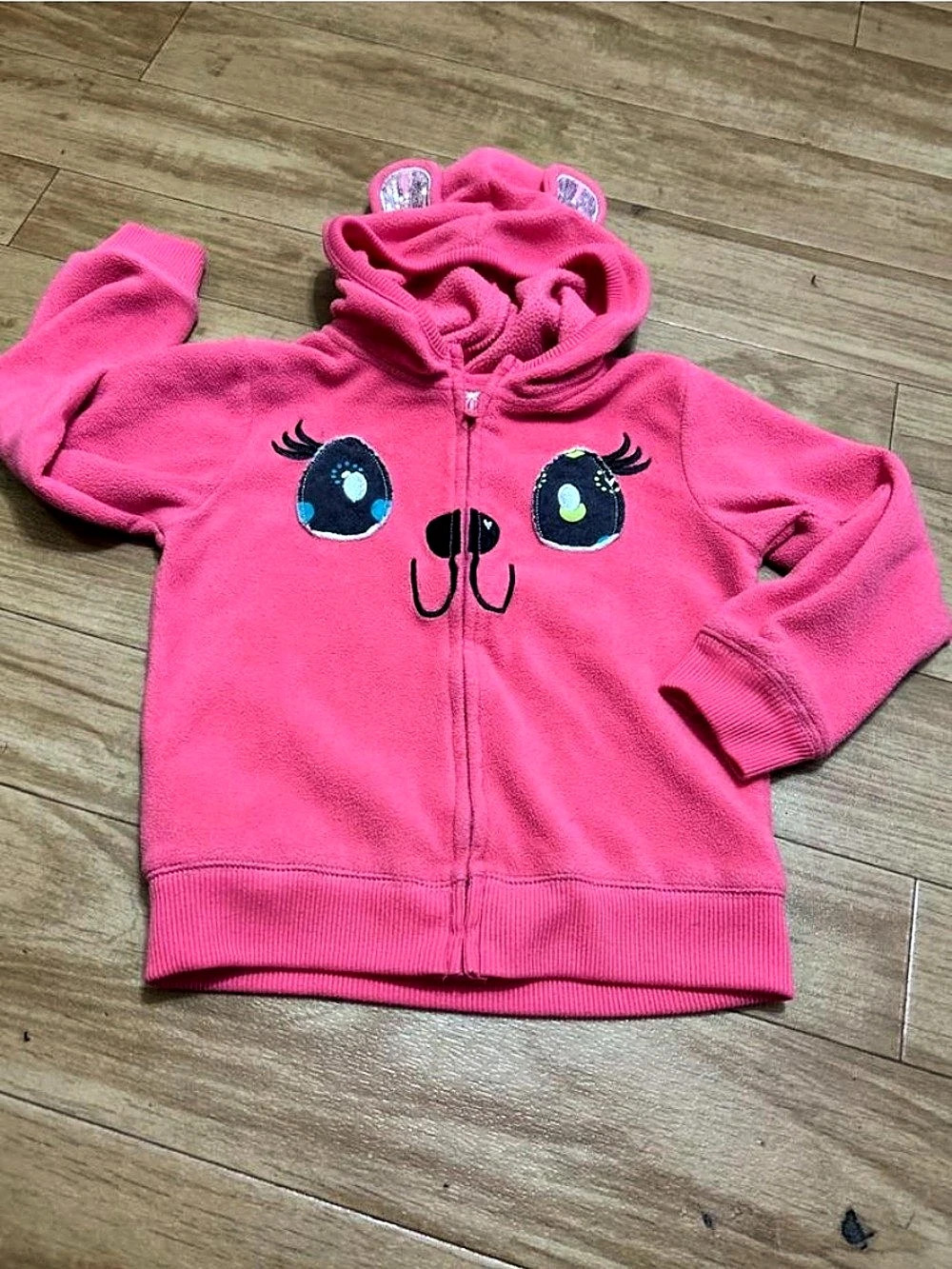 rough & tough girls Kids Pink Animal Face Hoodie Girls Small (4)
